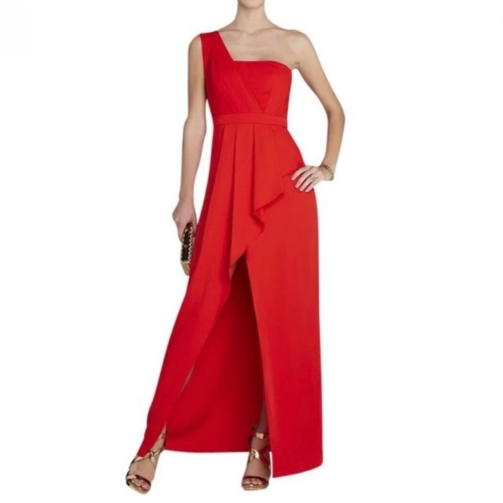 BCBGMAXAZRIA Kristine One-Shoulder Peplum Gown